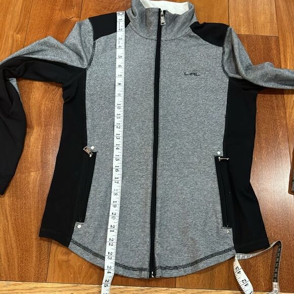 LRL Ralph Lauren Active Women’s Black White Stripe Long Sleeves Jacket size M - Picture 8 of 8